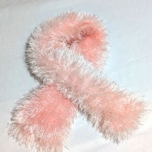 NWOT Handmade Pale Pink Eyelash Knitted Oblong Scarf